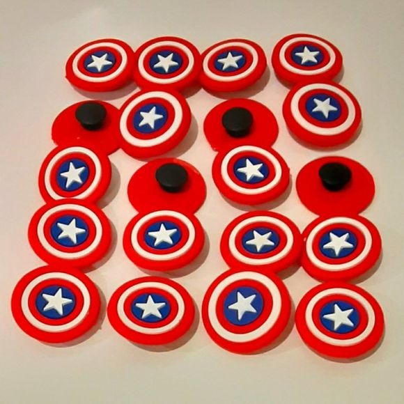 CAPTAIN AMERICA SHIELD CROCS CHARMS 4 FOR $7 - Picture 2 of 2